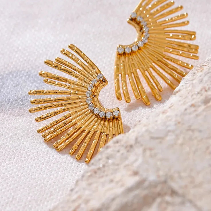 Premium Zircon Gold Plated Stud Earrings – Stylish & Elegant Design