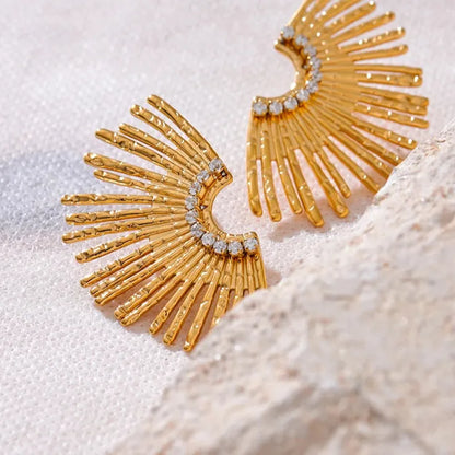 Premium Zircon Gold Plated Stud Earrings – Stylish & Elegant Design