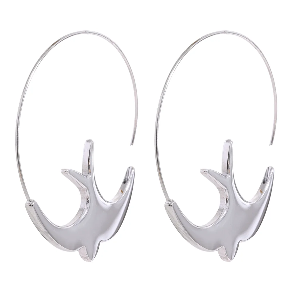 New Stainless Steel Bird Thin Hoop Earrings for Women Hypoallergenic Minimalist Metal Jewelry