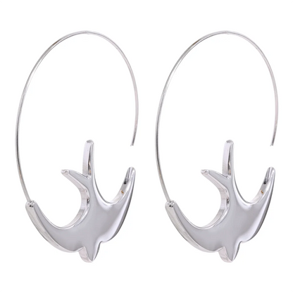 New Stainless Steel Bird Thin Hoop Earrings for Women Hypoallergenic Minimalist Metal Jewelry