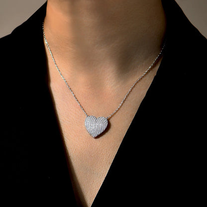 Luxe Jewel Moissanite Necklace for Women Heart Shaped 925 Sterling Silver Fine Jewelry