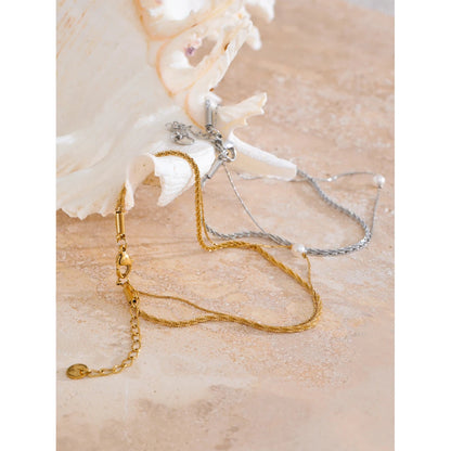Layered Pearl Anklet – Gold & Platinum Plated Fashion Jewelry