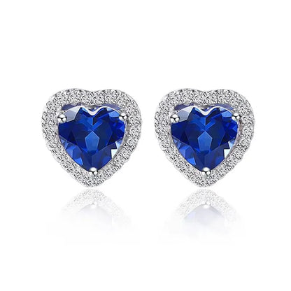 Valentine's Day Heart Shaped Lab Grown Ruby Stud Earrings 925 Sterling Silver Earrings For Women