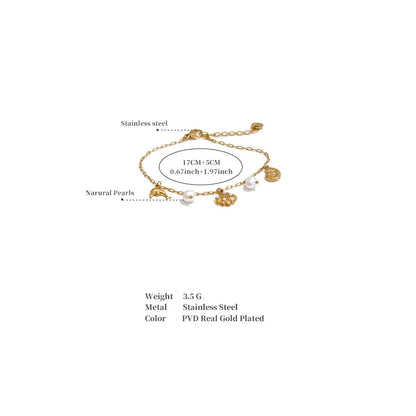 Ocean Charm Pearl Anklet – Shell Dolphin & Conch Design