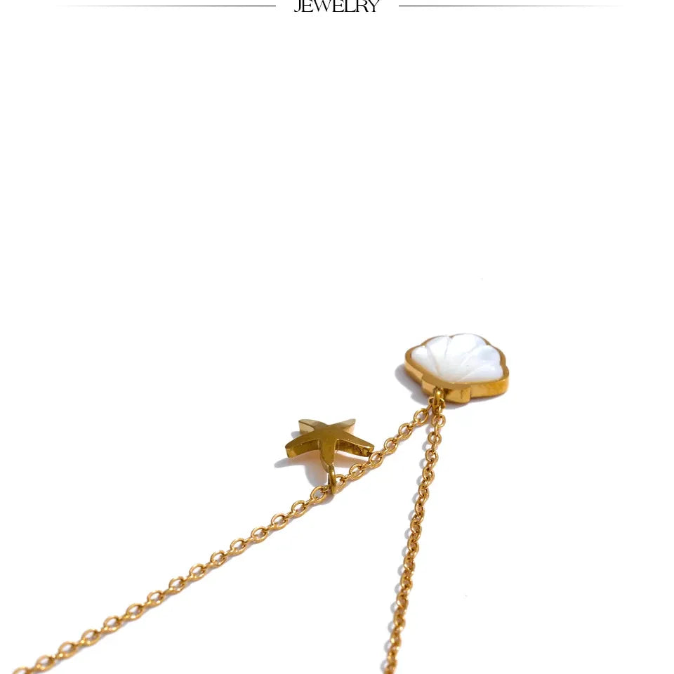 Natural Shell Starfish Pendant Necklace – Gold Plated