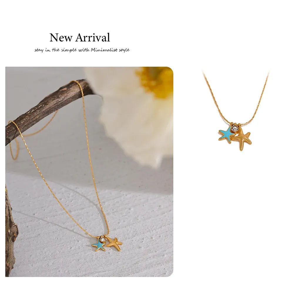 Starfish CZ Pendant Necklace – Gold Plated