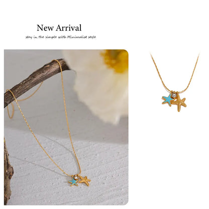 Starfish CZ Pendant Necklace – Gold Plated