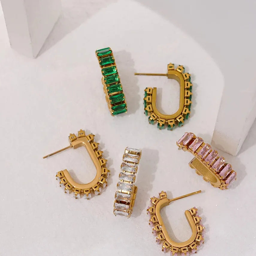 Stainless Steel Cubic Zirconia Earrings Jewelry