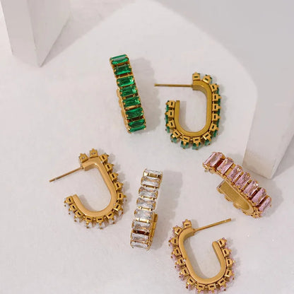 Stainless Steel Cubic Zirconia Earrings Jewelry