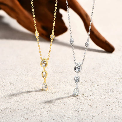 Premium Water Drop Moissanite Necklace Y Shape S925 Sterling Silver Elegant Chain