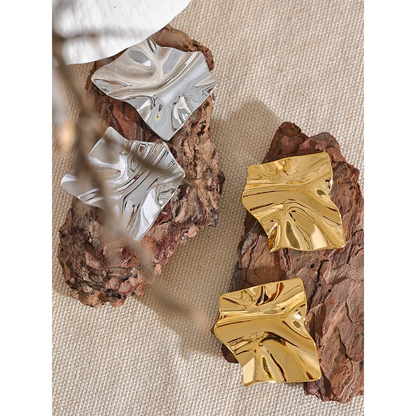 Stainless Steel Big Stud Earrings Waterproof Trendy Metal Jewelry