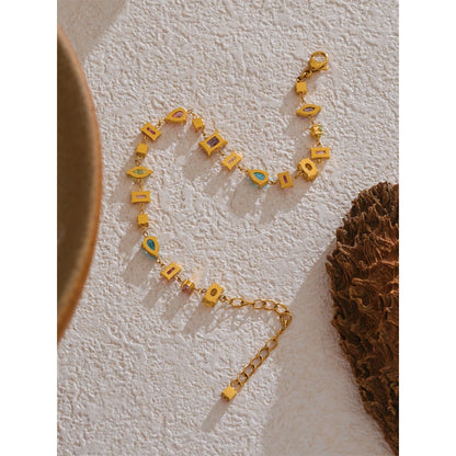 Colorful Zirconia Charm Bracelet – Gold Plated Stainless Steel, Waterproof