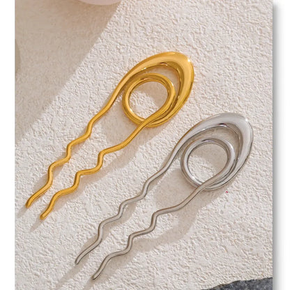 Geometric Metal Hairpin – Gold/Silver Stainless Steel Accessory