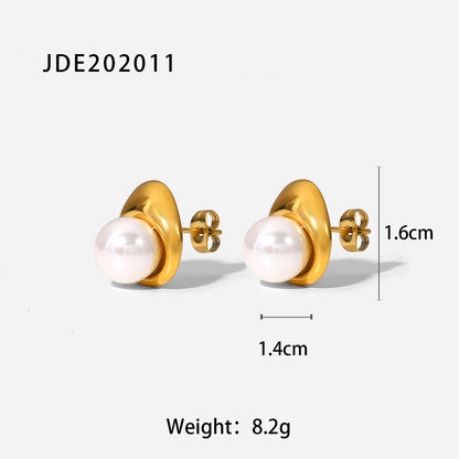 Uworld High Quality Imitation Pearls Drop Stainless Steel Golden Korean Hoop Earrings Charms Fashion Jewelry Bijoux Femme Gift