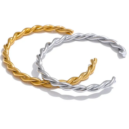 Twisted Cuff Bracelet – 18K Gold Plated Stainless Steel Waterproof Bangle