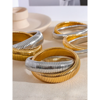 Elastic Punk Bracelet – 18K Gold Plated Stainless Steel Bangle