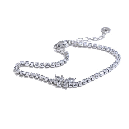 3MM Butterfly Zirconia Tennis Bracelet – Gold/Silver Stainless Steel, Delicate & Bling