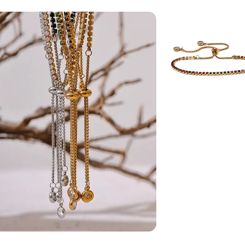 4MM Cubic Zirconia Tennis Bracelet – Gold Plated Stainless Steel Water Resistant