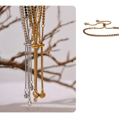 4MM Cubic Zirconia Tennis Bracelet – Gold Plated Stainless Steel Water Resistant