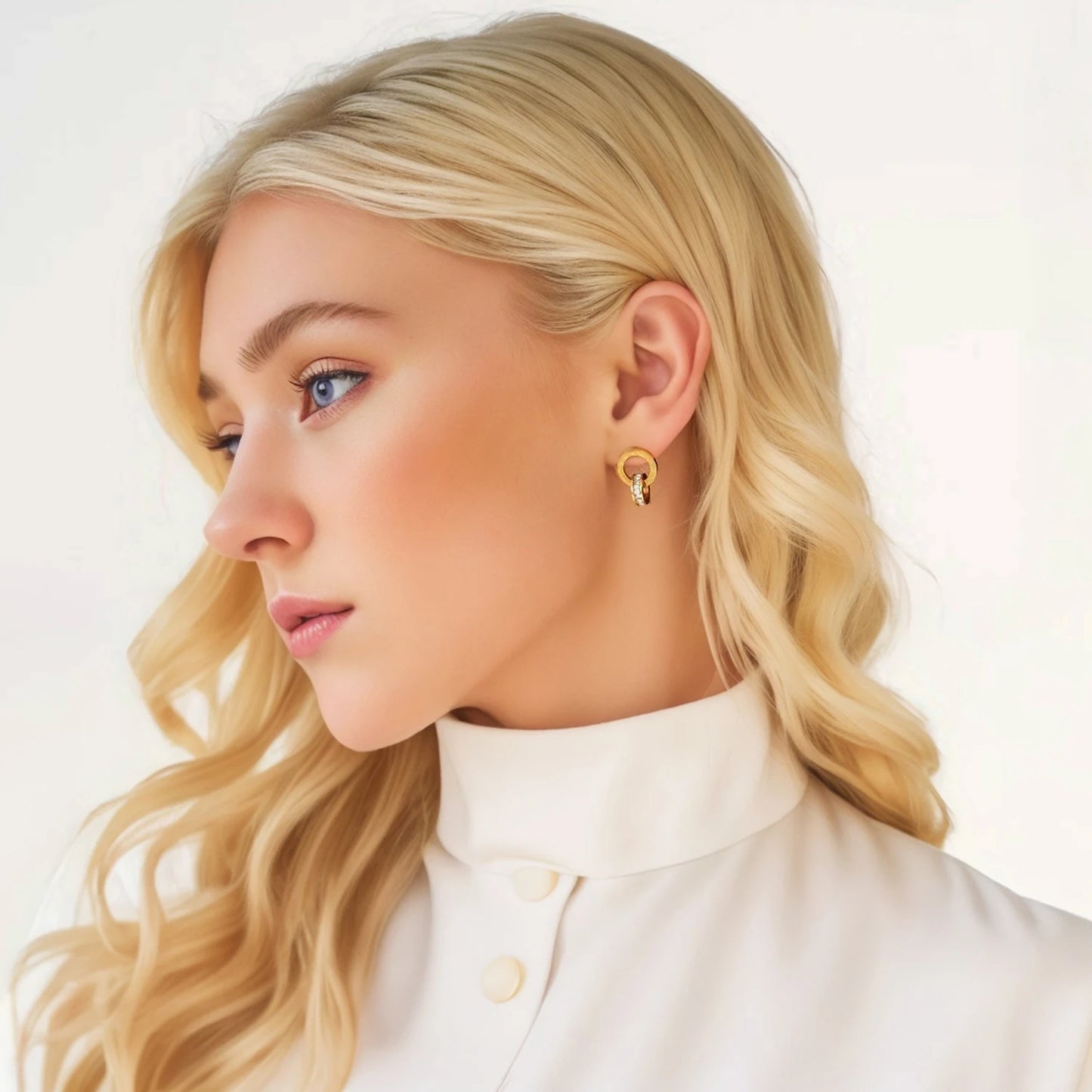 Classics Round Earrings for Women - Roman Numerals Stainless Steel Gold Plated Earring Vintage Jewelry