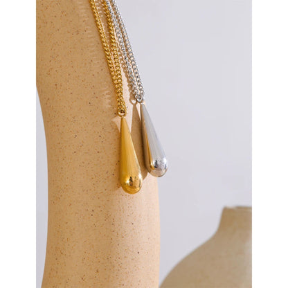 Minimalist Water Drop Pendant Necklace – Gold Stainless Steel