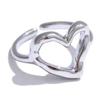 Luxe Jewels Women’s Stainless Steel Heart Love Ring - 18K Gold Plated Jewelry