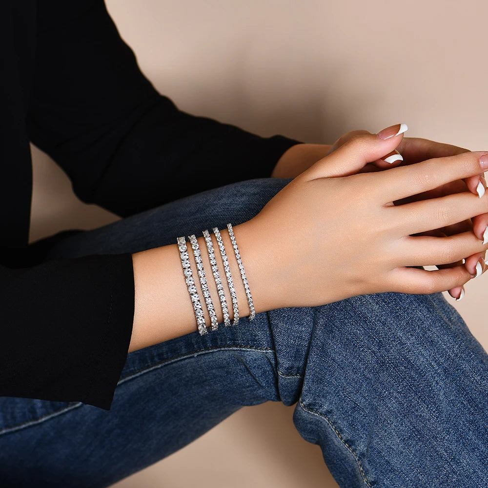 Moissanite Tennis Bracelet for Women & Men With Real 925 Sterling Silver (Passes Diamond Tester - D Color Round Cut 2.5MM to 5MM) Moissanite Tennis Bracelet