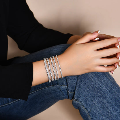 Moissanite Tennis Bracelet for Women & Men With Real 925 Sterling Silver (Passes Diamond Tester - D Color Round Cut 2.5MM to 5MM) Moissanite Tennis Bracelet