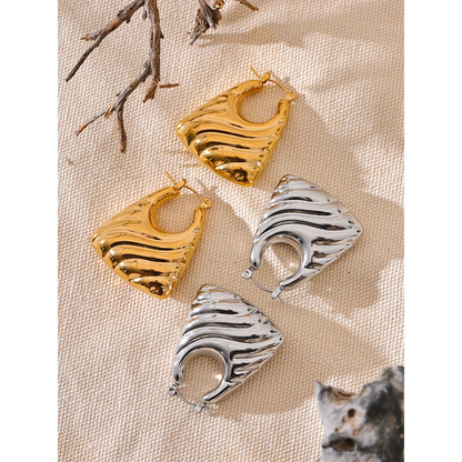 Stainless Steel Hollow Chunky Hoop Earrings Gold Silver Color Waterproof Jewelry for Women