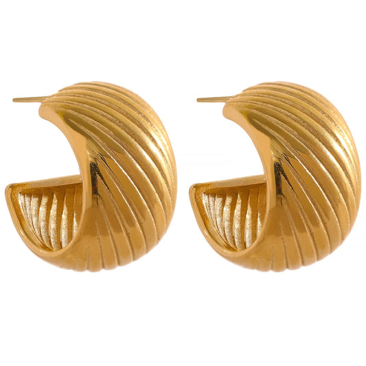 Tarnish-Free Gold C-Hoop Earrings | Minimalist Stainless Steel Jewelry