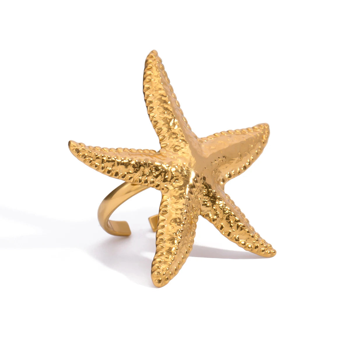 18K Gold Plated Starfish Ring in Gold Color Summer Beach Adjustable Ring