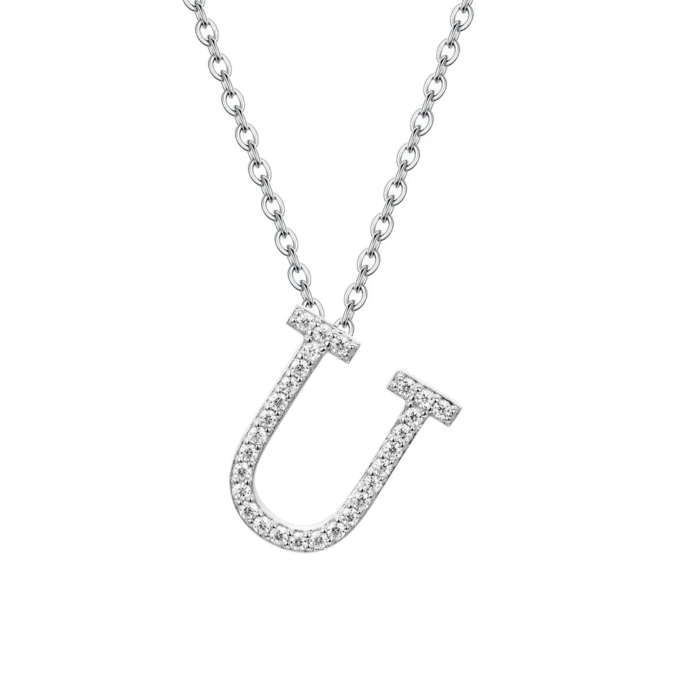 Valentine's Day Gift  - Letter Necklaces Pendants 100% 925 Sterling Silver Unisex (D VVS1 Colour Moissanite)Jewelry
