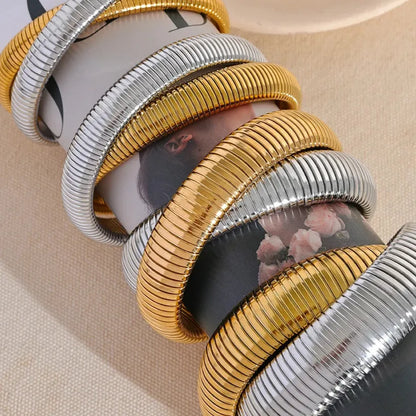 Elastic Punk Bracelet – 18K Gold Plated Stainless Steel Bangle