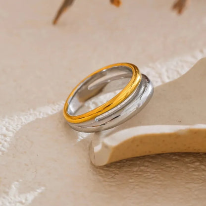 Luxe Jewels Dual Colour Ring – 18K Gold Plated Stainless Steel Trending Jewelry