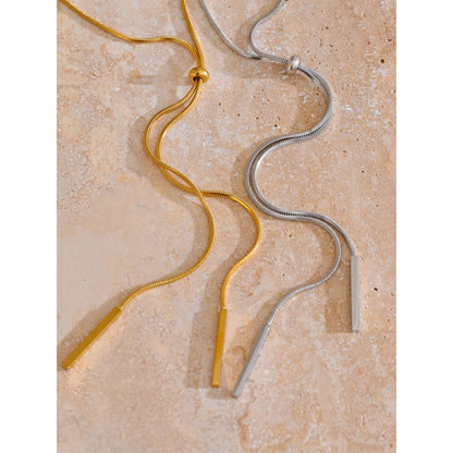 Adjustable Stainless Steel Smooth Sweater Necklace – 80+5cm long