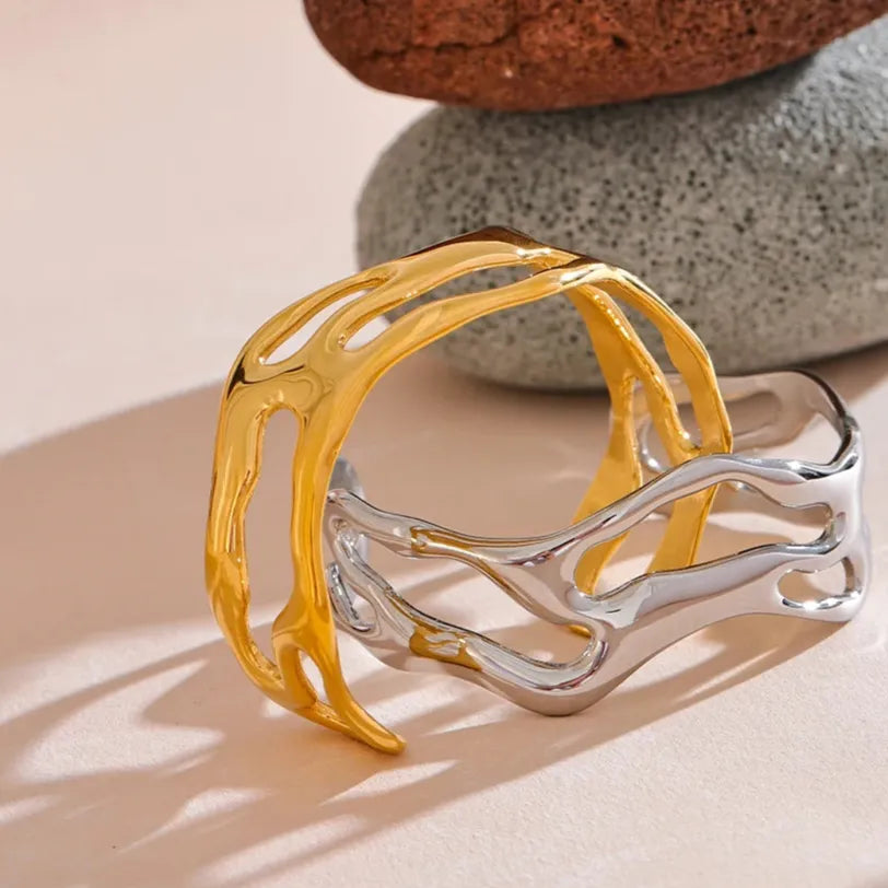 Golden Statement Cuff – 18K Gold Plated Stainless Steel Bracelet