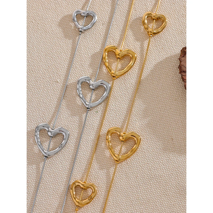 Gold Plated Heart Pendant Necklace – 85cm Long Statement Chain