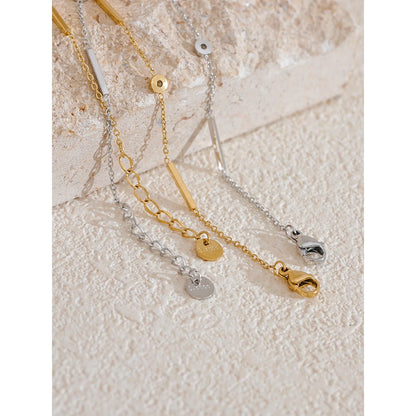 Zircon Thin Chain Charm Bracelet – 316L Stainless Steel