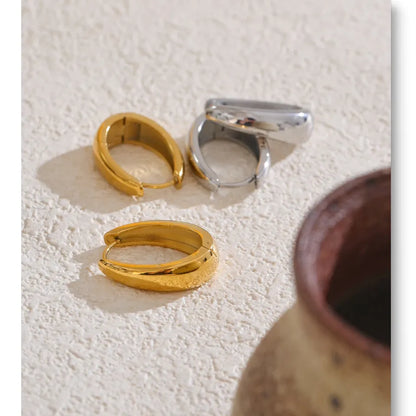 316L Stainless Steel Geometric U-Shape Hoop Earrings 18K Gold PVD Plated Popular Waterproof Jewelry