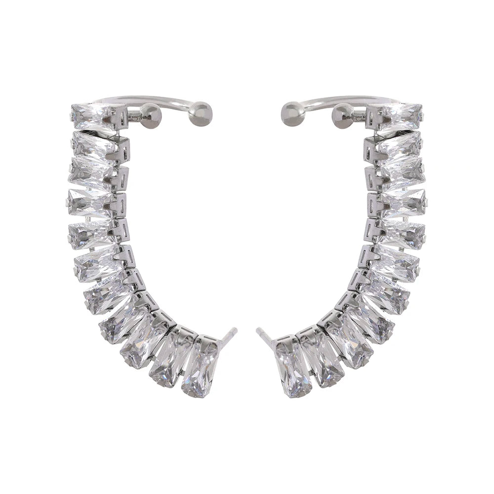 Water-Resistant Gold Plated Zirconia Clip Earrings – Elegant Luxury Jewelry