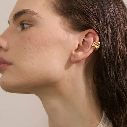 Luxe Jewels - 18K Gold Plated Layered Geometric Adjustable Ear Cuff - 316L Stainless Steel Trendy Jewellery