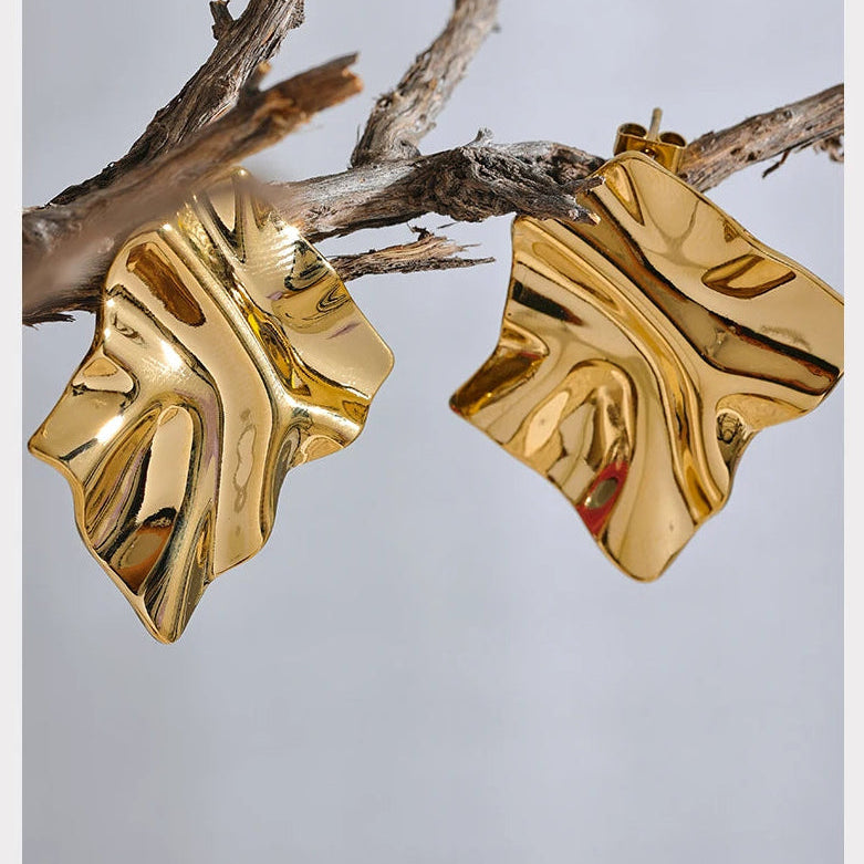 Stainless Steel Big Stud Earrings Waterproof Trendy Metal Jewelry