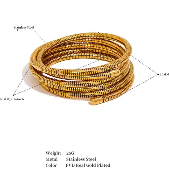Stainless Steel Stackable Multi-Layer Arm Bracelet Bangle Metal Elastic Waterproof Unisex Jewelry