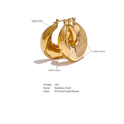 High Quality Minimalist Sleek Stainless Steel Metal Round Hollow Hoop Earrings for Women Water Resistant Jewelry