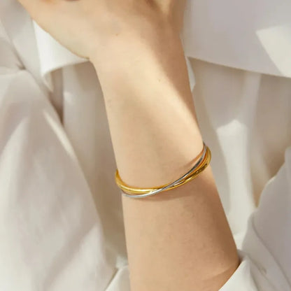 Double Color Geometric Cuff – 18K Gold Plated Stainless Steel