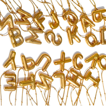 Waterproof 26 English Letter Initial Name Pendant Necklace Stainless Steel 18K PVD Plated A to Z Charm Jewelry Wholesale