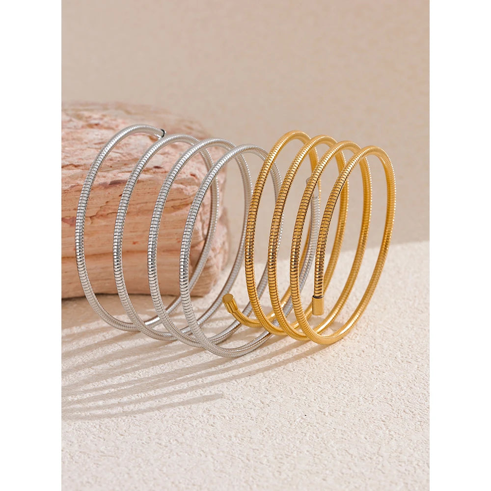 Layered Statement Bracelet – Gold Plated Stainless Steel Waterproof