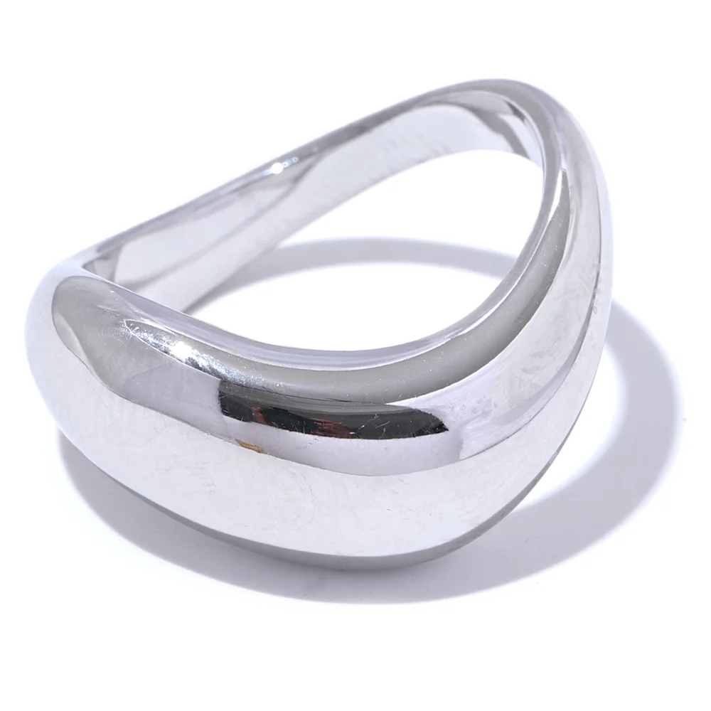 Luxe Jewels Minimalist Smooth Stainless Steel Ring - 18K PVD Gold & Platinum Plated