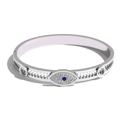 60mm Evil Eye Real 18K Gold-Plated Stainless Steel Bangle