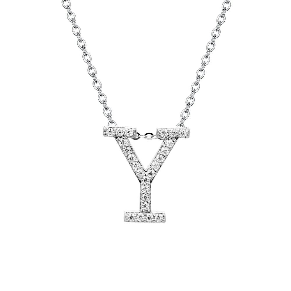 Valentine's Day Gift  - Letter Necklaces Pendants 100% 925 Sterling Silver Unisex (D VVS1 Colour Moissanite)Jewelry